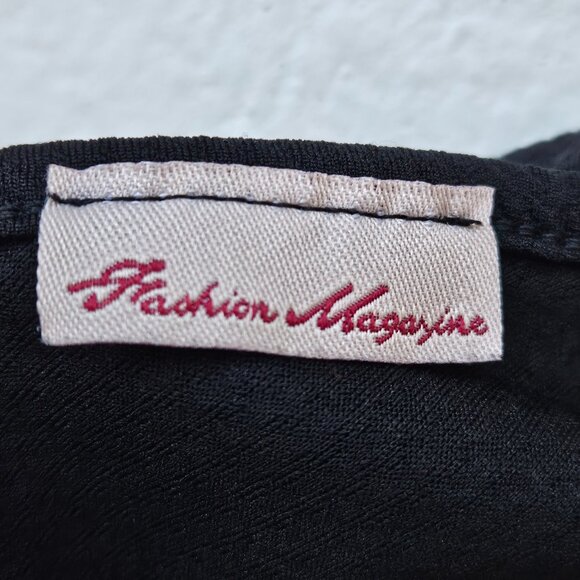 Fashion Magazine Mini Empire Dress Womens XS/S  Black Lace Slit Date Night Sexy - Picture 3 of 13